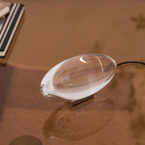 Seren | Crystal Glass Table Lamp with Chrome Base, Compact Plug-In Accent Light for Desk