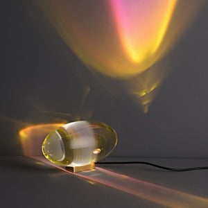 Seren | Crystal Glass Table Lamp with Chrome Base, Compact Plug-In Accent Light for Desk