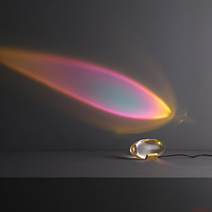 Seren | Crystal Glass Table Lamp with Chrome Base, Compact Plug-In Accent Light for Desk