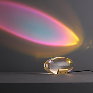 Seren | Crystal Glass Table Lamp with Chrome Base, Compact Plug-In Accent Light for Desk