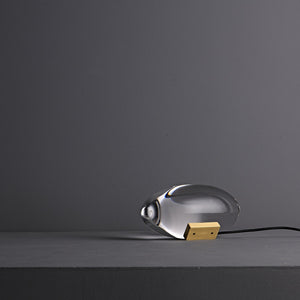 Seren | Crystal Glass Table Lamp with Chrome Base, Compact Plug-In Accent Light for Desk