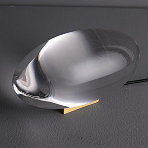 Seren | Crystal Glass Table Lamp with Chrome Base, Compact Plug-In Accent Light for Desk