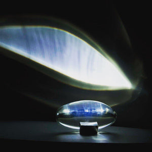 Seren | Crystal Glass Table Lamp with Chrome Base, Compact Plug-In Accent Light for Desk