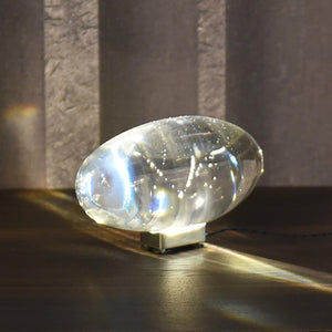 Seren | Crystal Glass Table Lamp with Chrome Base, Compact Plug-In Accent Light for Desk
