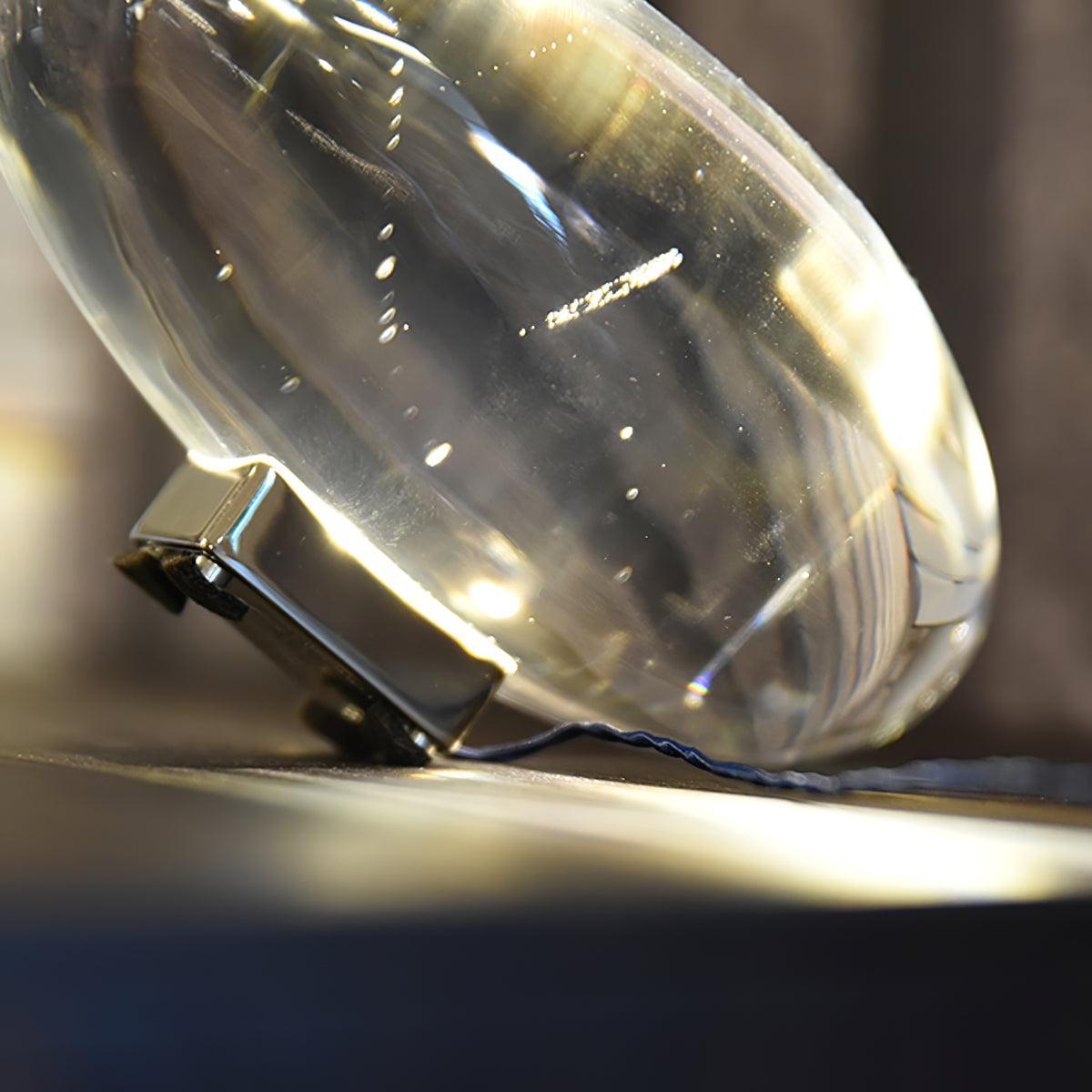Seren | Crystal Glass Table Lamp with Chrome Base, Compact Plug-In Accent Light for Desk