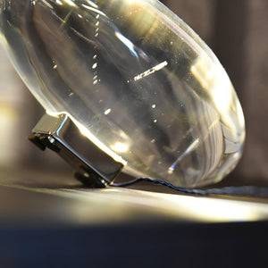 Seren | Crystal Glass Table Lamp with Chrome Base, Compact Plug-In Accent Light for Desk