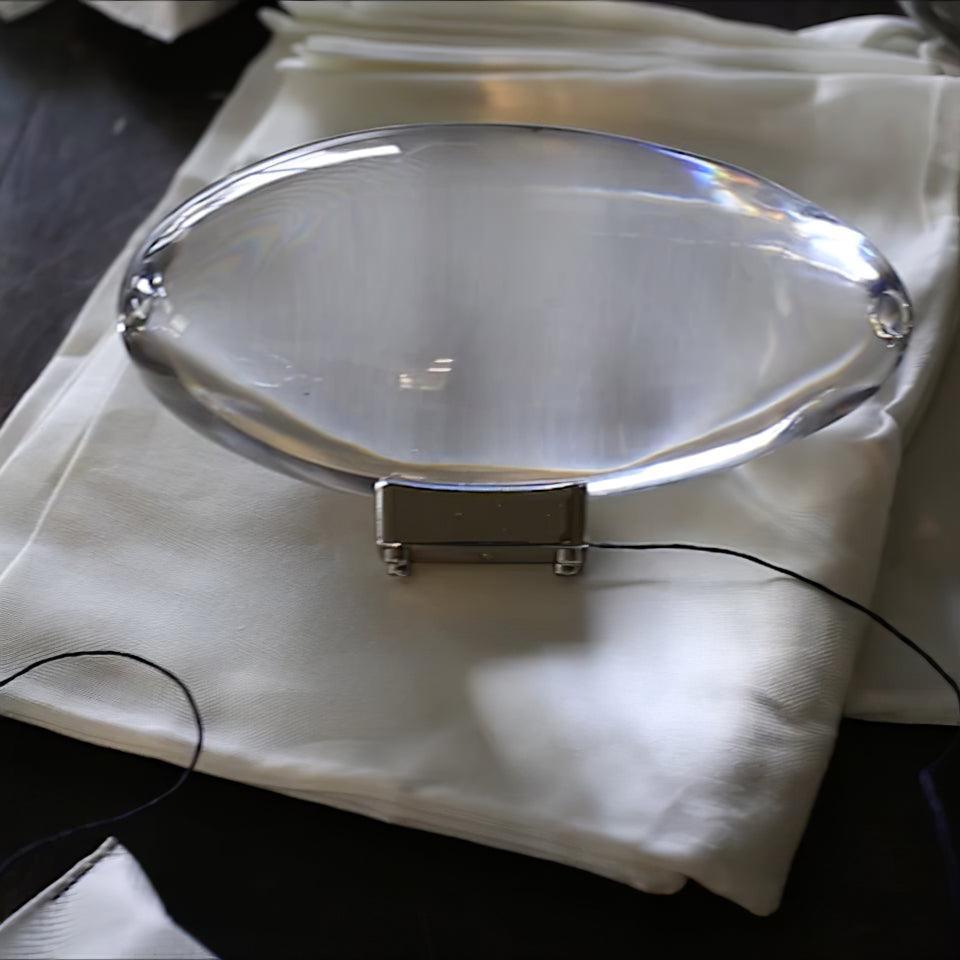 Seren | Crystal Glass Table Lamp with Chrome Base, Compact Plug-In Accent Light for Desk
