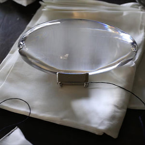 Seren | Crystal Glass Table Lamp with Chrome Base, Compact Plug-In Accent Light for Desk