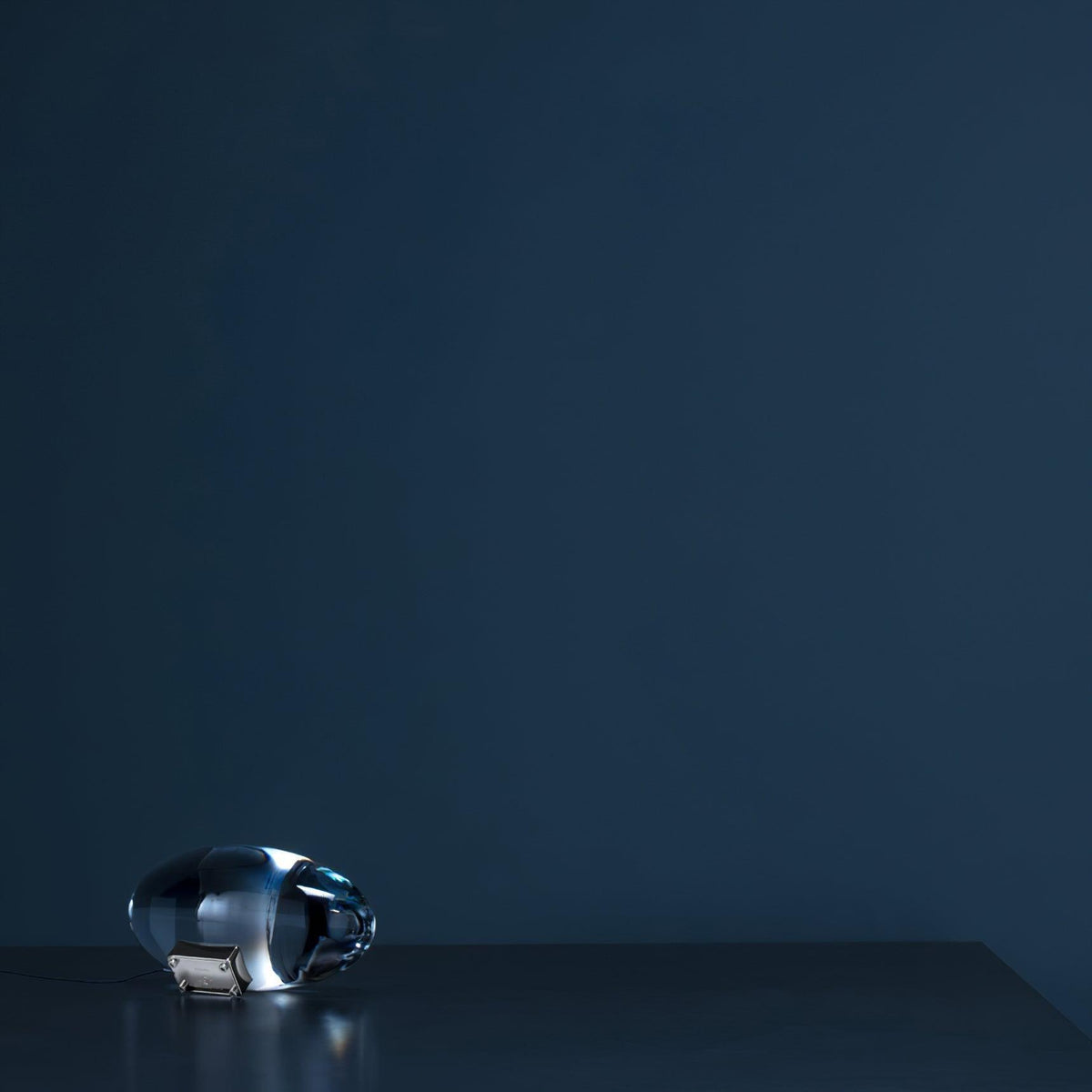 Seren | Crystal Glass Table Lamp with Chrome Base, Compact Plug-In Accent Light for Desk