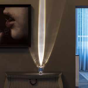 Seren | Crystal Glass Table Lamp with Chrome Base, Compact Plug-In Accent Light for Desk