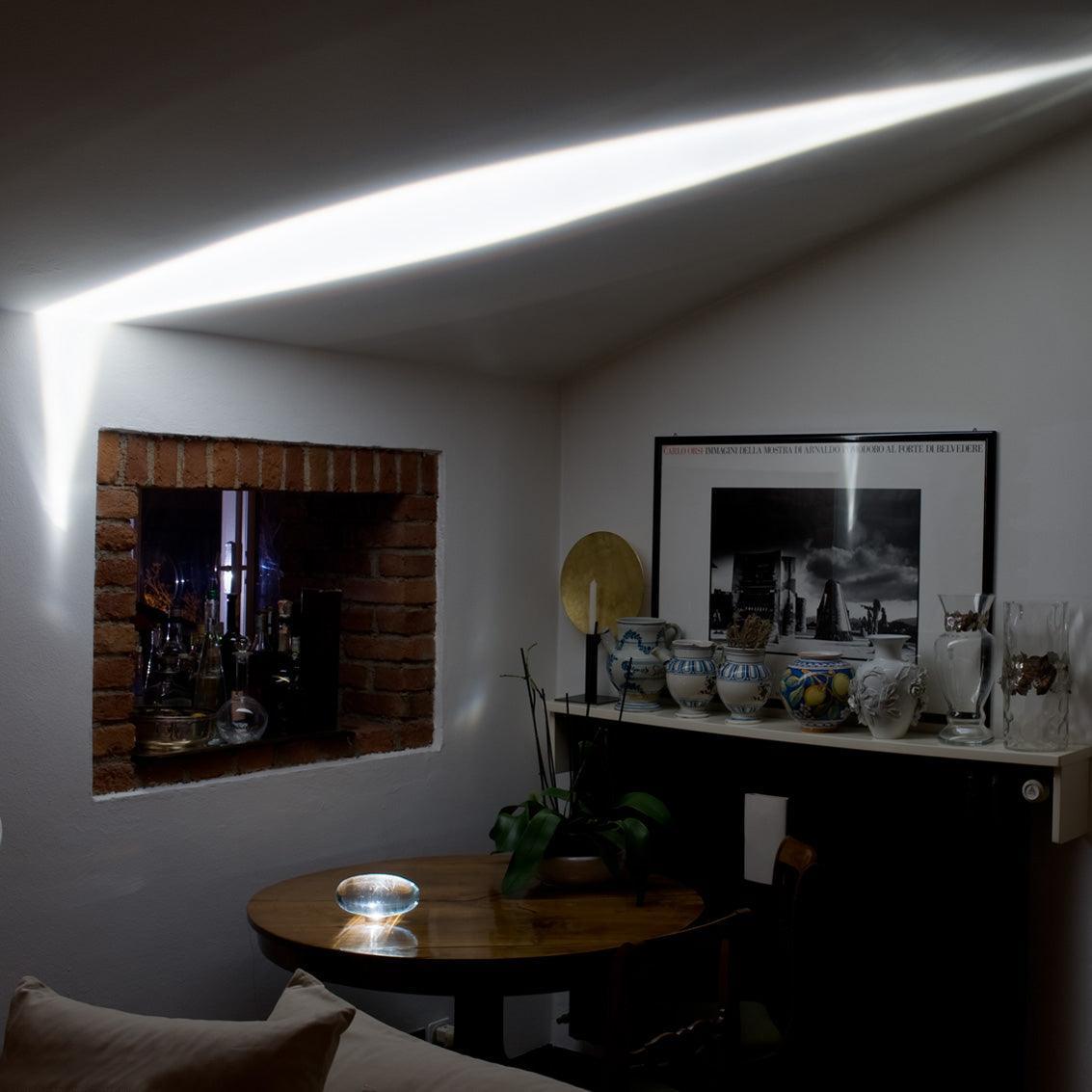 Seren | Crystal Glass Table Lamp with Chrome Base, Compact Plug-In Accent Light for Desk