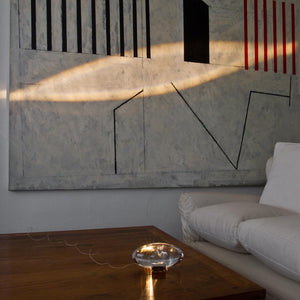 Seren | Crystal Glass Table Lamp with Chrome Base, Compact Plug-In Accent Light for Desk