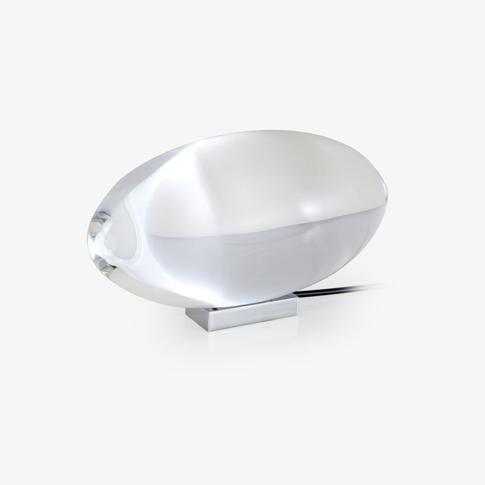 Seren | Crystal Glass Table Lamp with Chrome Base, Compact Plug-In Accent Light for Desk