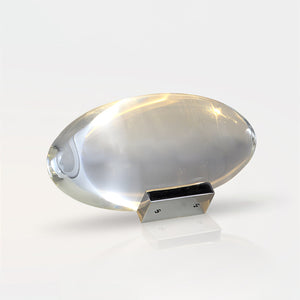 Seren | Crystal Glass Table Lamp with Chrome Base, Compact Plug-In Accent Light for Desk