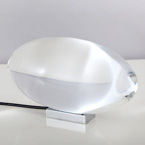 Seren | Crystal Glass Table Lamp with Chrome Base, Compact Plug-In Accent Light for Desk