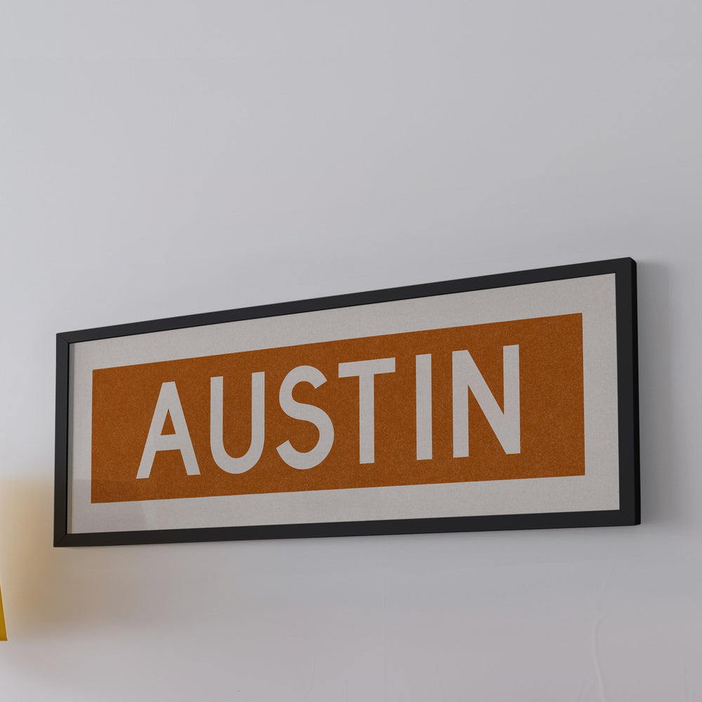 Framed Austin Orange Bus Scroll