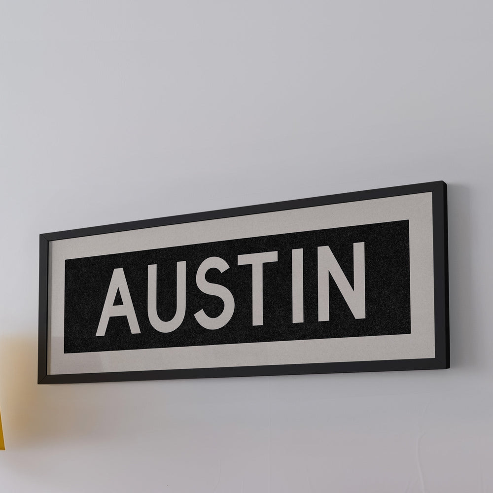 Framed Austin Bus Scroll Sign
