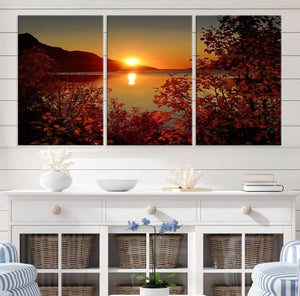 Autumn Sunset Over Lake Canvas Art – Tranquil Nature