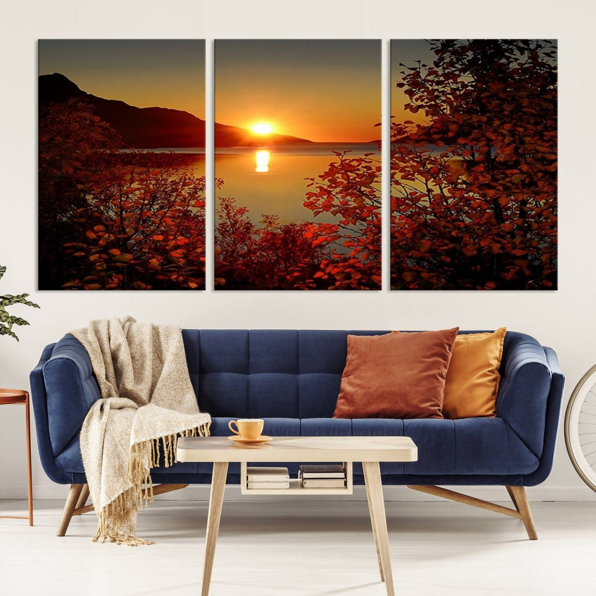 Autumn Sunset Over Lake Canvas Art – Tranquil Nature