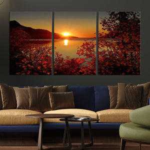 Autumn Sunset Over Lake Canvas Art – Tranquil Nature