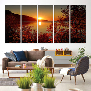 Autumn Sunset Over Lake Canvas Art – Tranquil Nature