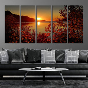Autumn Sunset Over Lake Canvas Art – Tranquil Nature