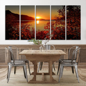 Autumn Sunset Over Lake Canvas Art – Tranquil Nature