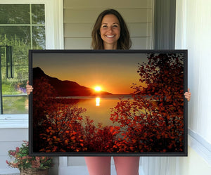 Autumn Sunset Over Lake Canvas Art – Tranquil Nature