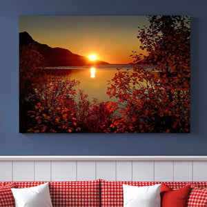 Autumn Sunset Over Lake Canvas Art – Tranquil Nature