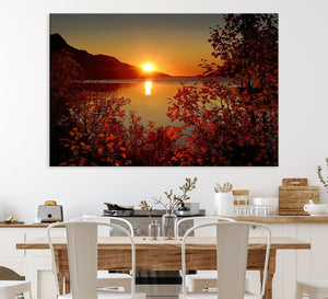 Autumn Sunset Over Lake Canvas Art – Tranquil Nature