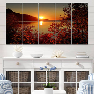 Autumn Sunset Over Lake Canvas Art – Tranquil Nature