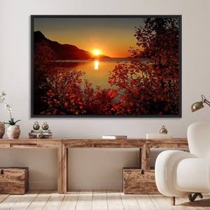 Autumn Sunset Over Lake Canvas Art – Tranquil Nature