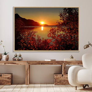 Autumn Sunset Over Lake Canvas Art – Tranquil Nature