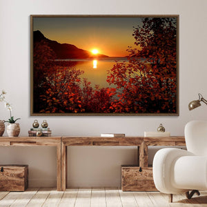 Autumn Sunset Over Lake Canvas Art – Tranquil Nature