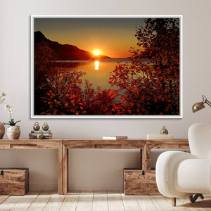 Autumn Sunset Over Lake Canvas Art – Tranquil Nature