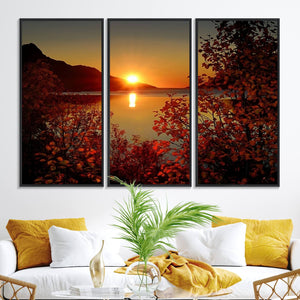 Autumn Sunset Over Lake Canvas Art – Tranquil Nature