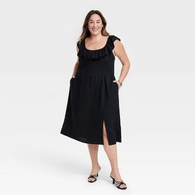 Ava & Viv Women's Ruffle Midi Empire Waist Summer Dress