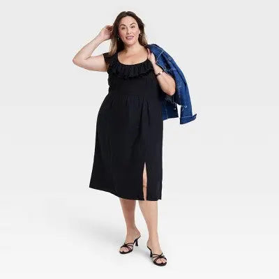 Ava & Viv Women's Ruffle Midi Empire Waist Summer Dress
