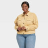 Ava & Viv Women's Plus Button Up Cropped Lightweight Jacket