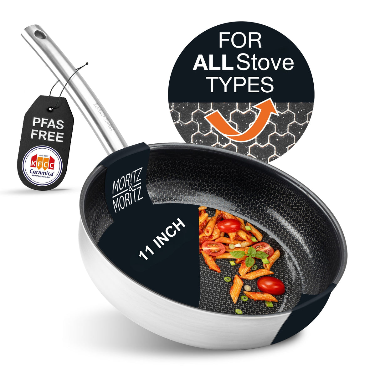 Stainless Steel Honeycomb Non-Stick Pan 11" | Induction & All-Stove Compatible by Moritz & Moritz