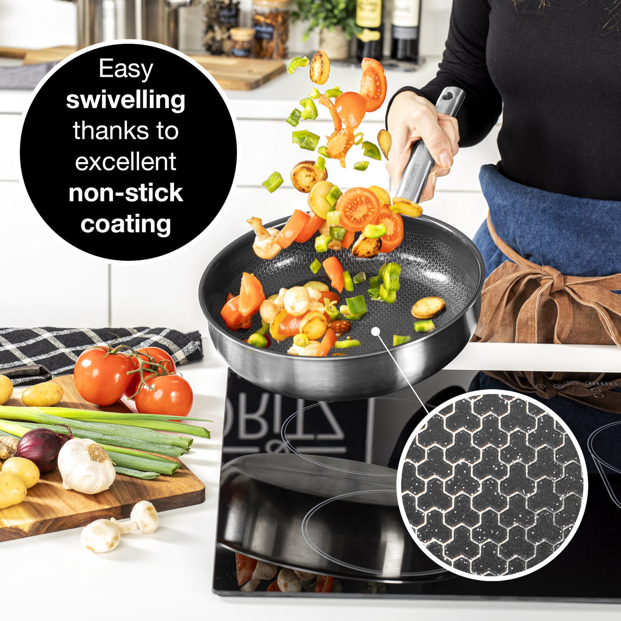 Stainless Steel Honeycomb Non-Stick Pan 11" | Induction & All-Stove Compatible by Moritz & Moritz