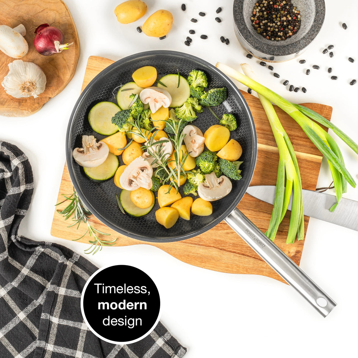Stainless Steel Honeycomb Non-Stick Pan 11" | Induction & All-Stove Compatible by Moritz & Moritz