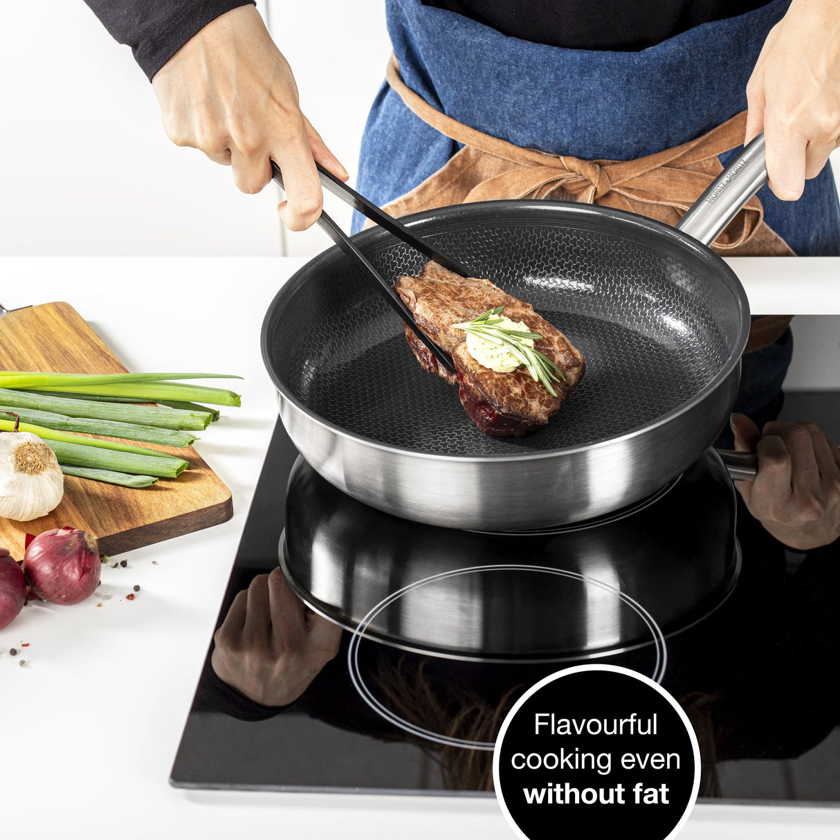 Stainless Steel Honeycomb Non-Stick Pan 11" | Induction & All-Stove Compatible by Moritz & Moritz
