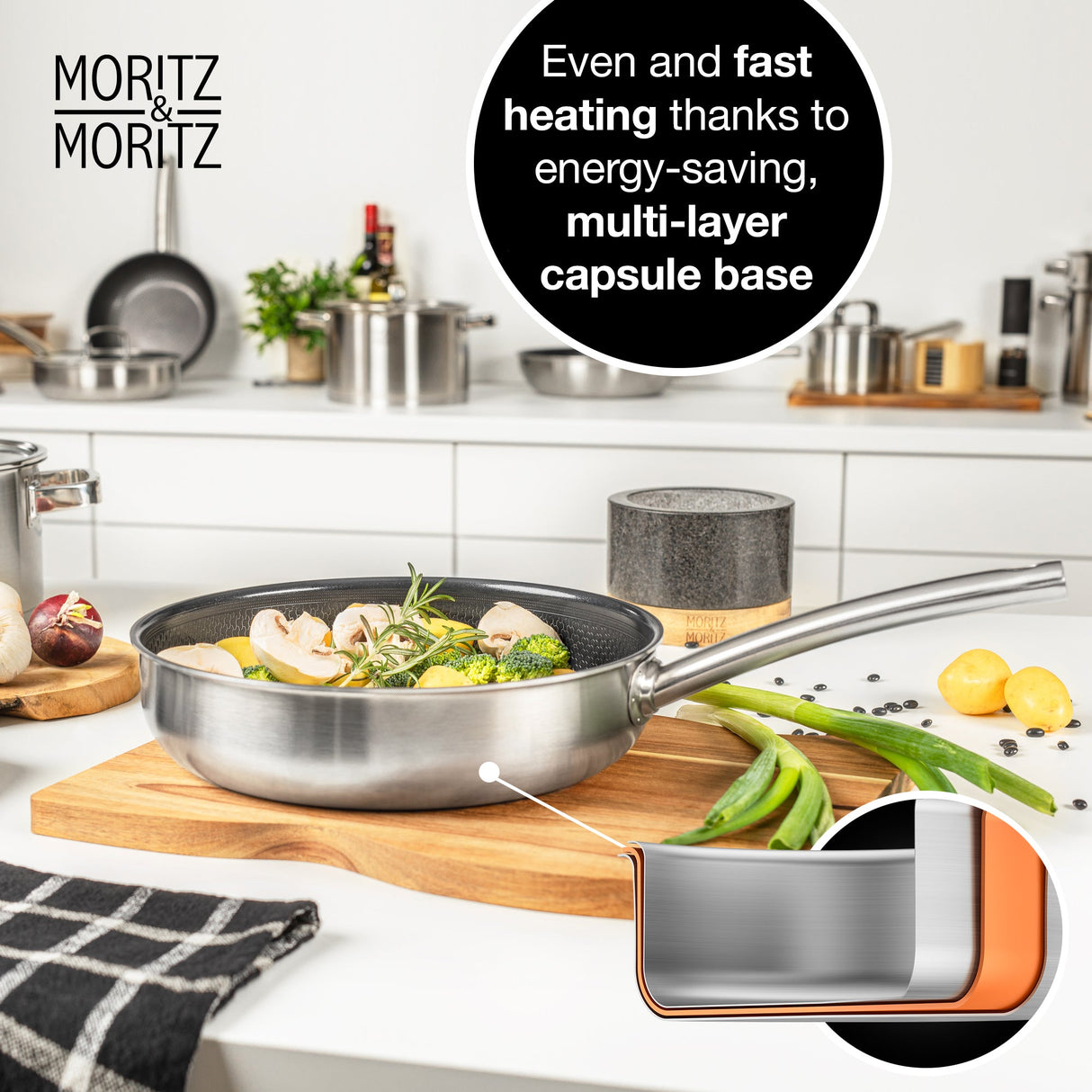 Stainless Steel Honeycomb Non-Stick Pan 11" | Induction & All-Stove Compatible by Moritz & Moritz