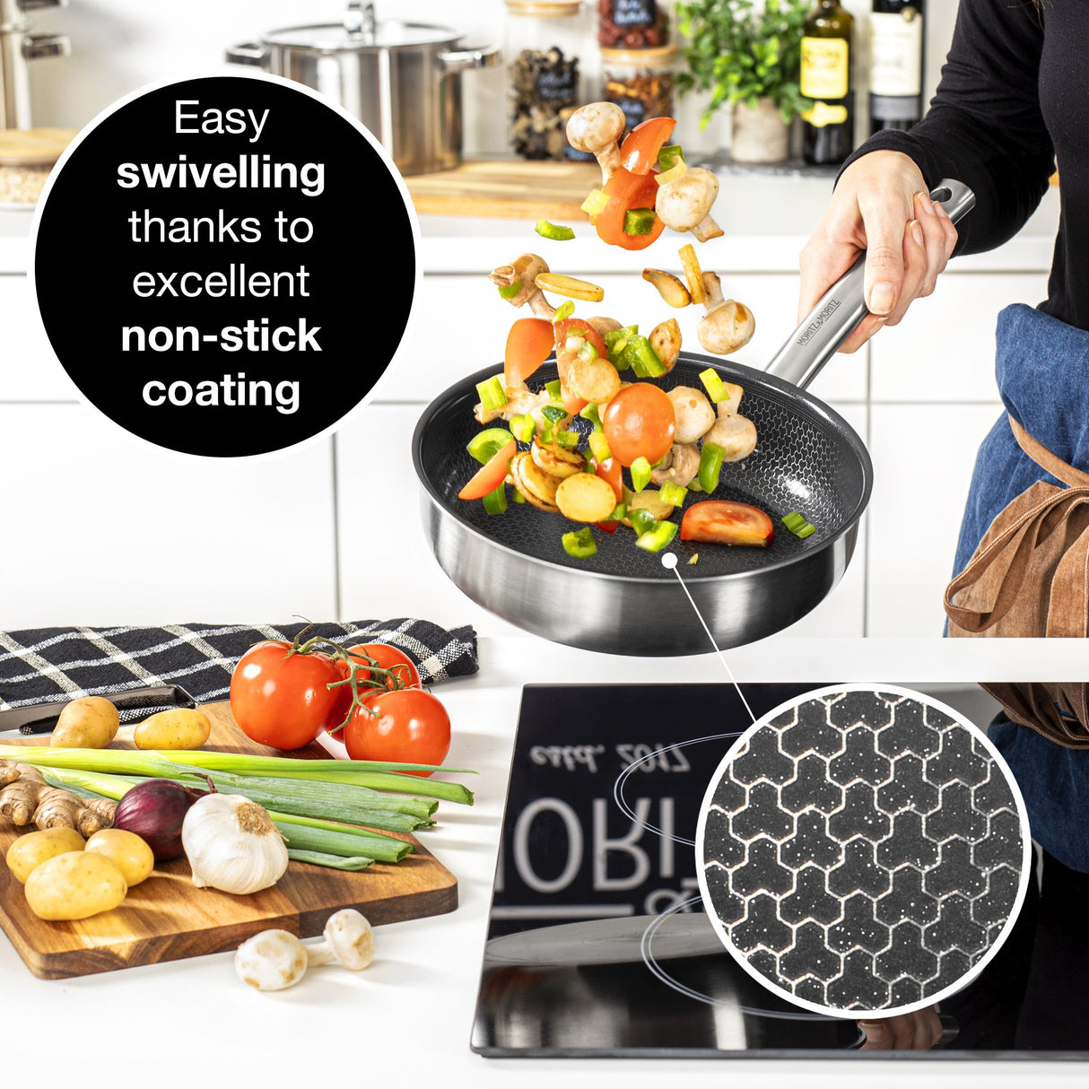Stainless Steel Honeycomb Non-Stick Pan 9.5"