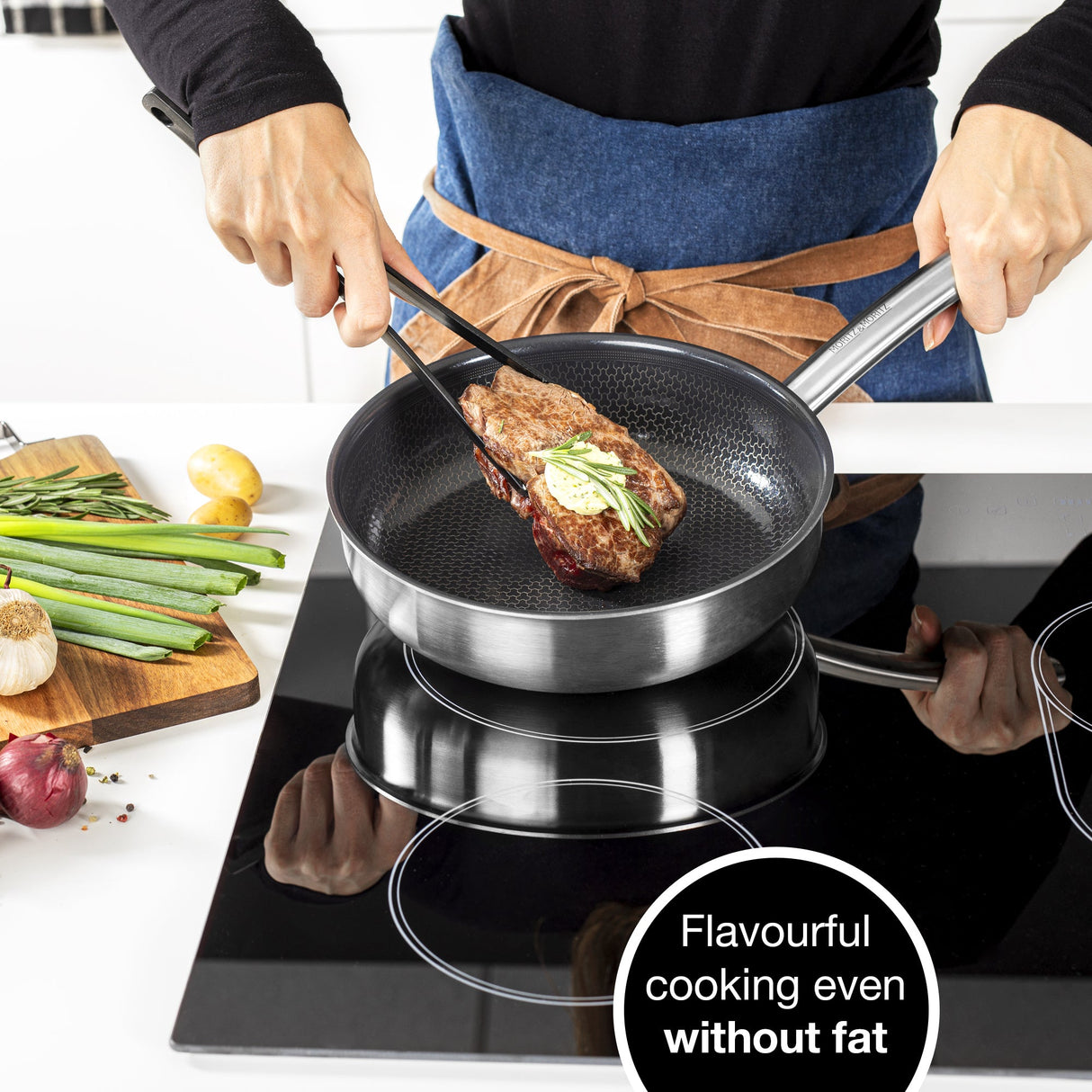 Stainless Steel Honeycomb Non-Stick Pan 9.5"