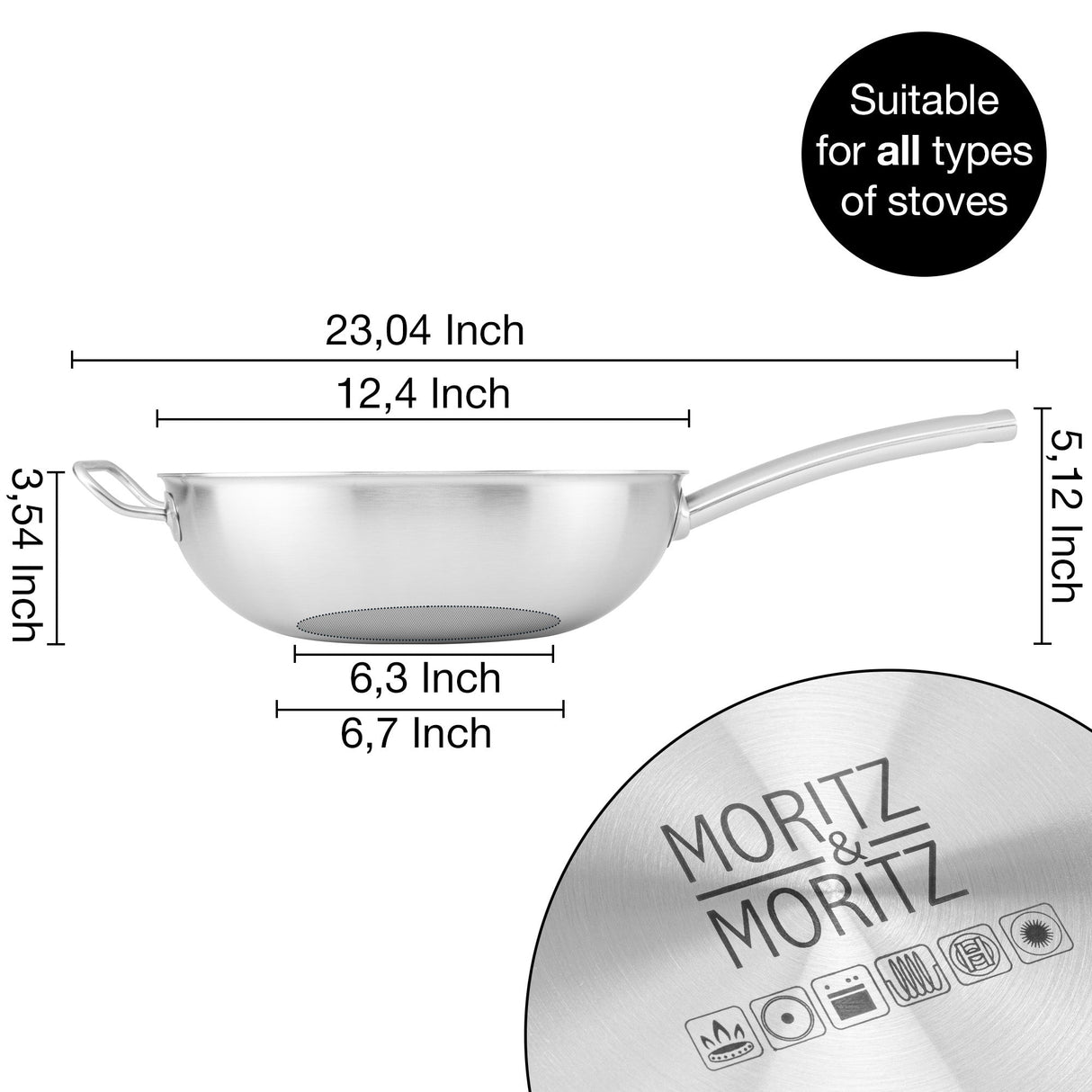 Stainless Steel Non-Stick Honeycomb Wok Pan 12"