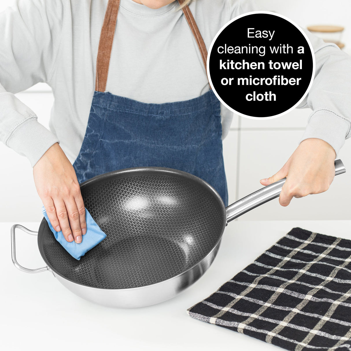 Stainless Steel Non-Stick Honeycomb Wok Pan 12"
