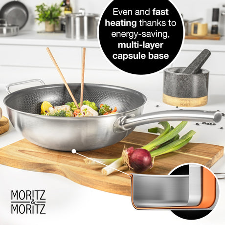 Stainless Steel Non-Stick Honeycomb Wok Pan 12"