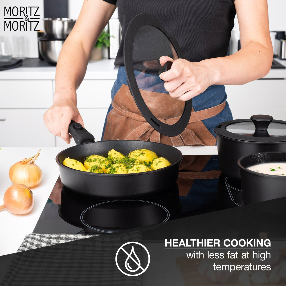 15-Piece Cast Aluminum Pot and Pan Set with Removable Handles